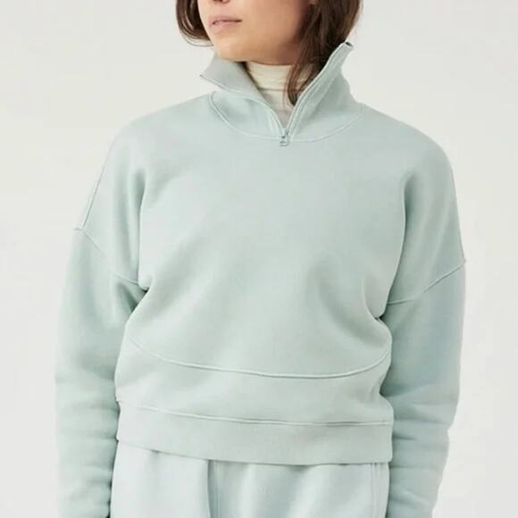 Outdoor Voices Nimbus Quarter Zip Pullover SZ SMALL Sweatshirt MINT GREEN EUC - Picture 1 of 9